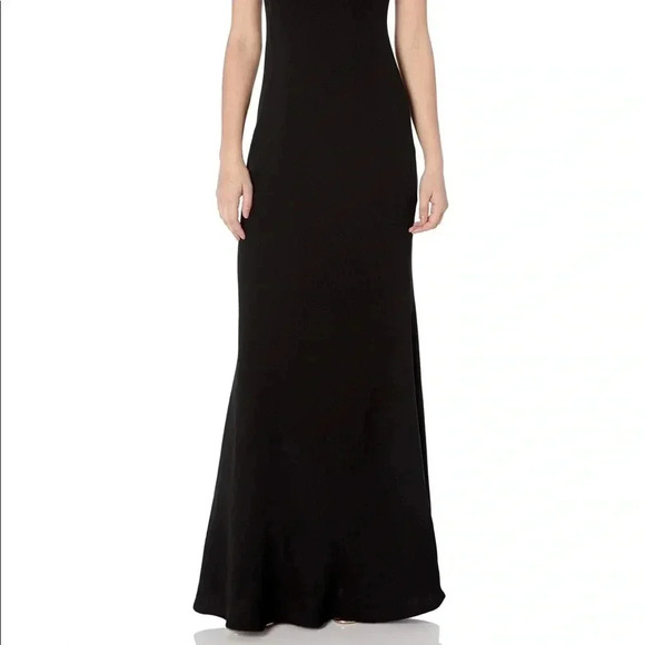 Calvin Klein Black Halter Neck Crepe Gown Size 6 - Picture 4 of 10